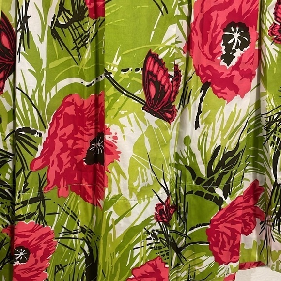 Talbots Women’s Midi Skirt Size 14 Green & Pink Tropical Floral Pleated Colorful - Picture 4 of 10